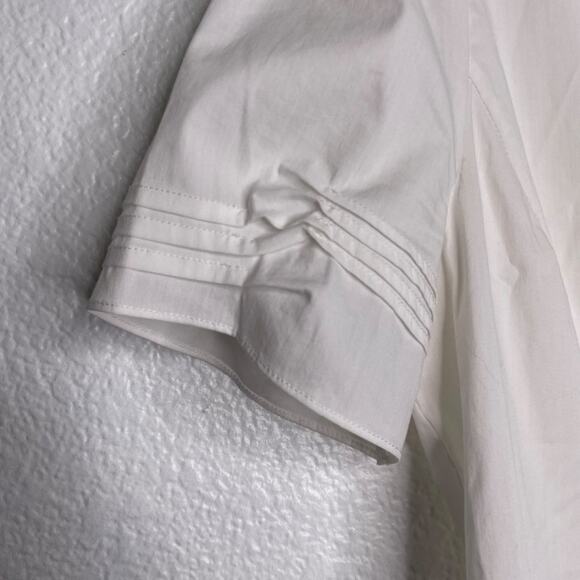 Tahari Womens Top Size Small White Short Sleeve Collared Button Front Blouse - Picture 10 of 15